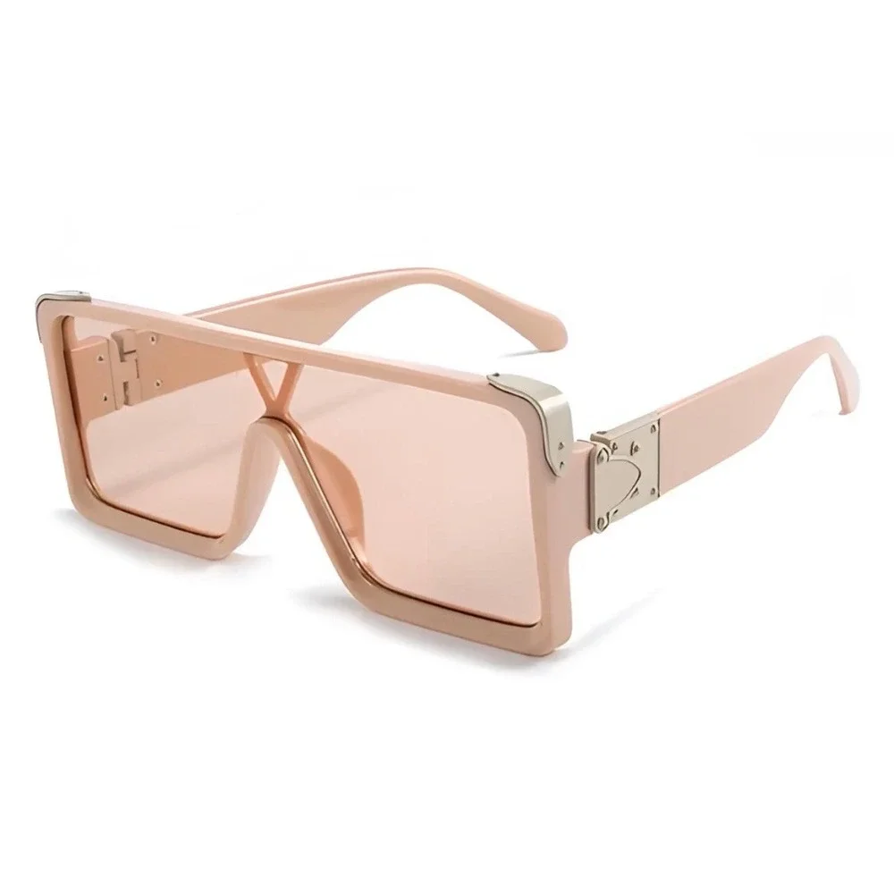 Oversized Square Sunglasses Fashion Beige Frame Unisex Beach Trendy Lentes Gafas